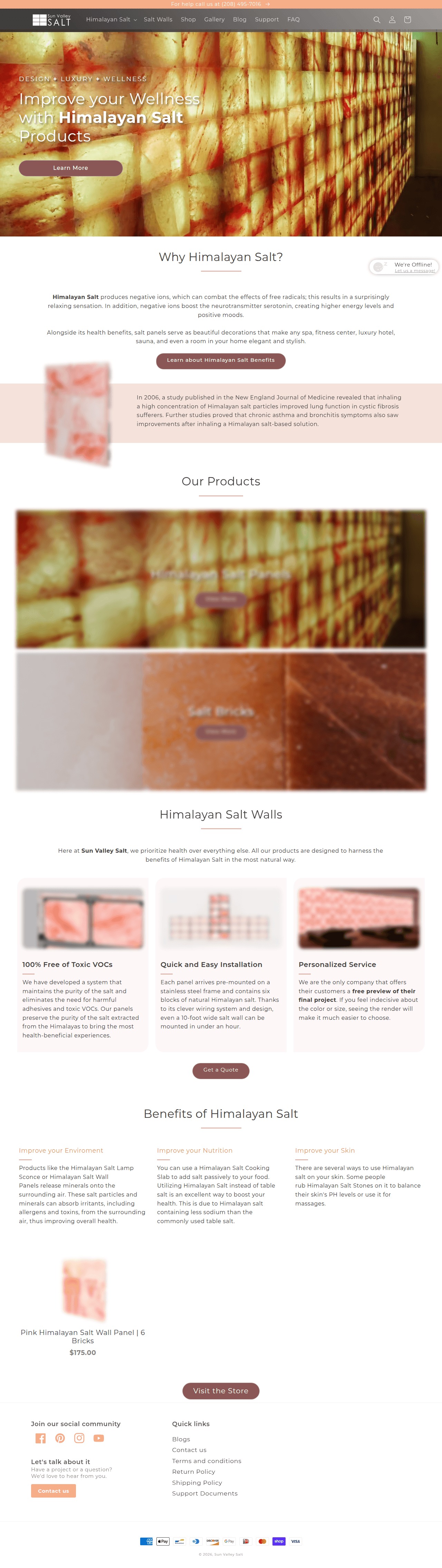 Sun Valley Salt — E-commerce for Himalayan salt wall panels with manufacturing and custom-order focus.